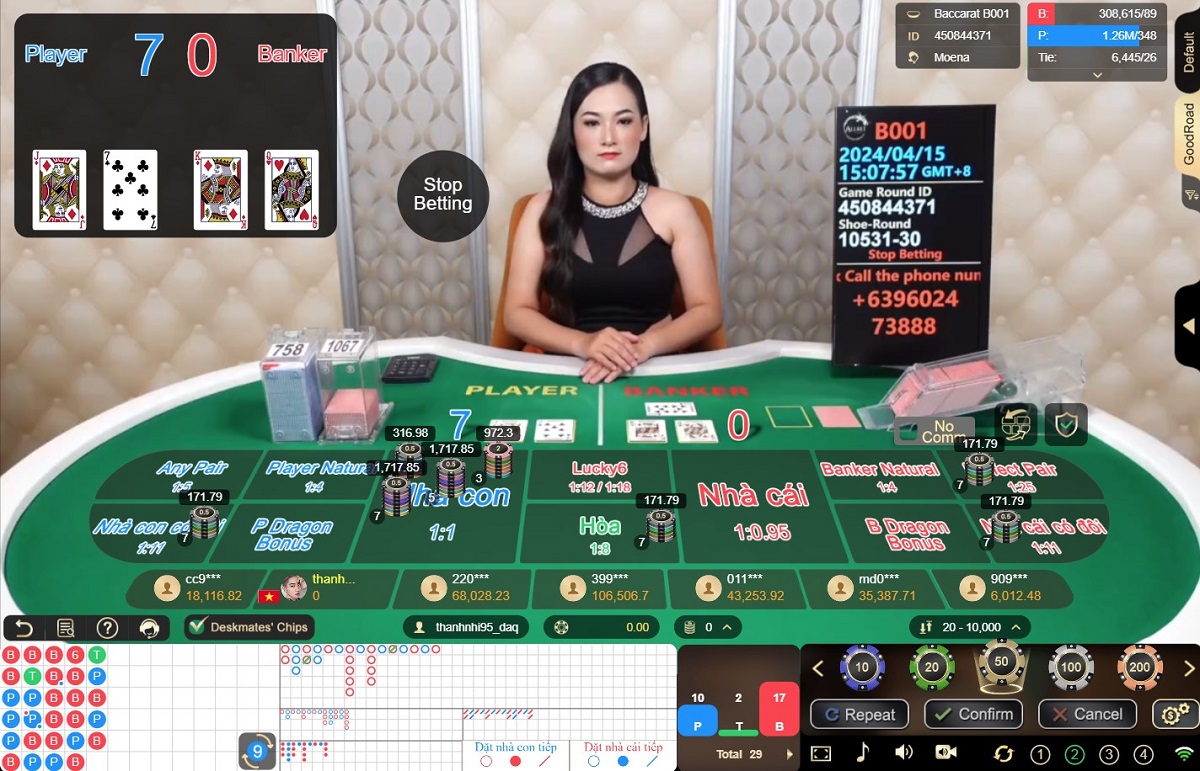 bàn chơi baccrat tại fb88 casino