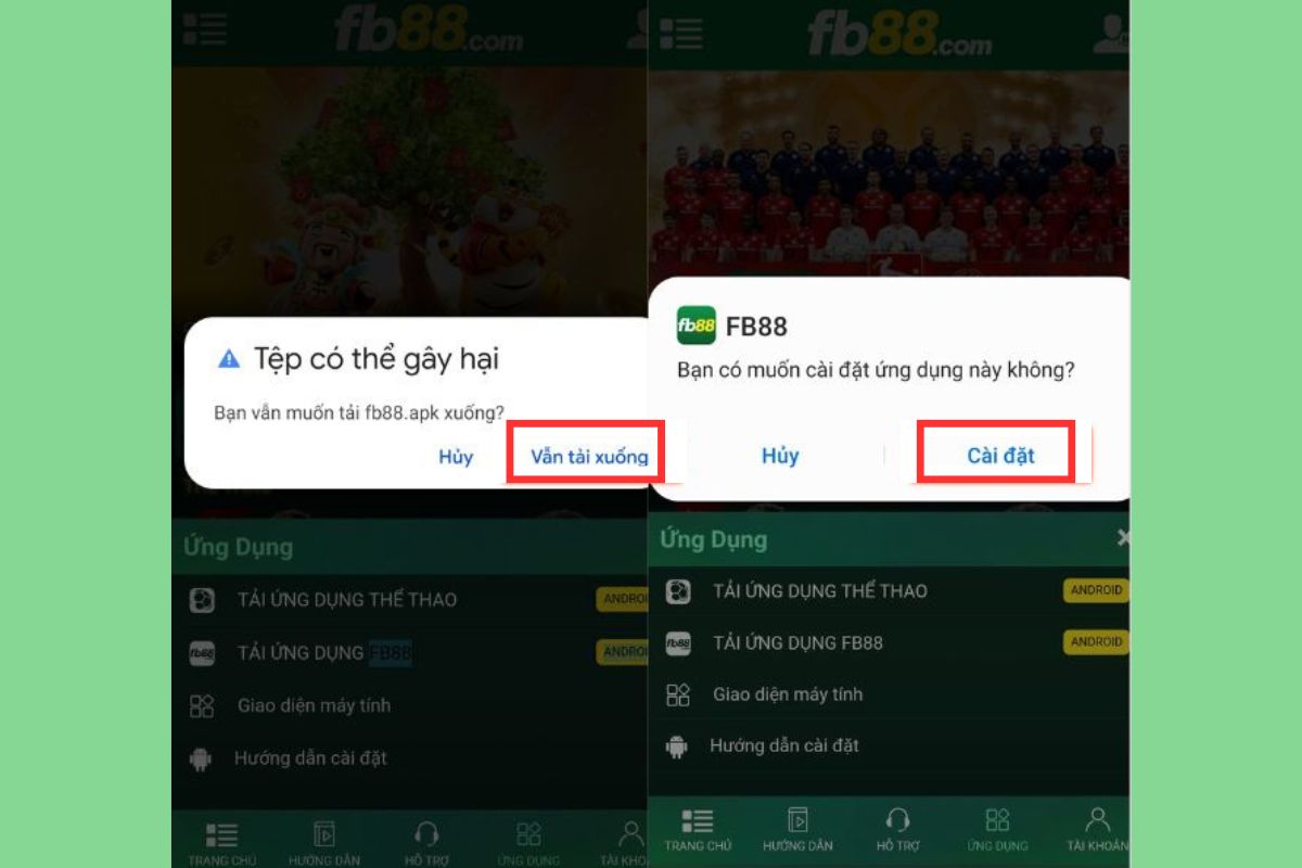 bước cài đặt app fb88 trên android