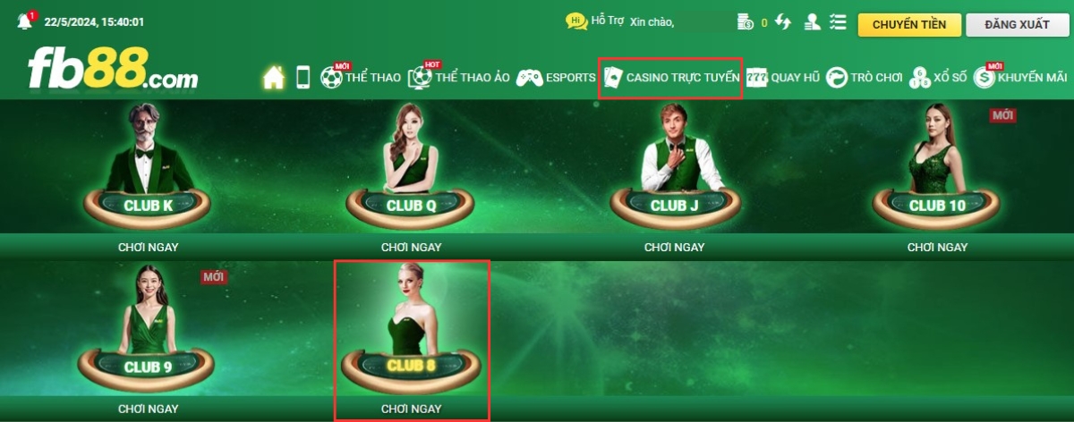 chọn sảnh casino club 8 chơi fan tan fb88