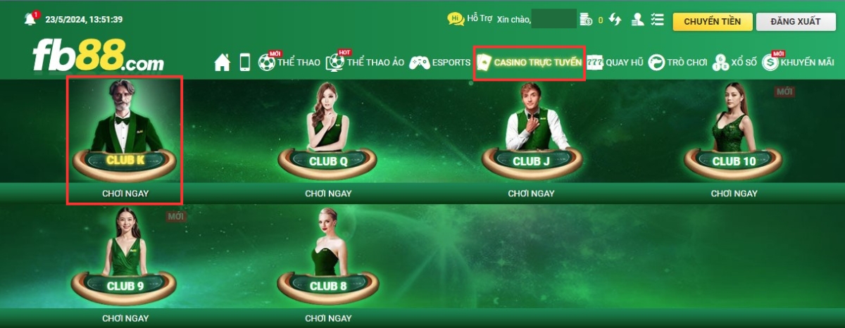 chọn sảnh casino club k chơi pok deng fb88