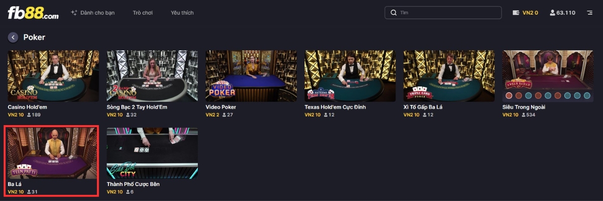 nhấn chọn vào teen patti fb88