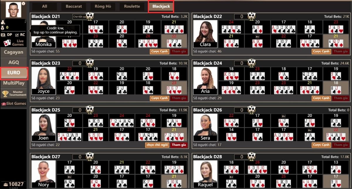 lựa chọn phòng chơi blackjack fb88