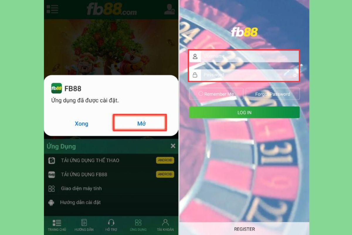 cài đặt ứng dụng fb88 xong bạn chỉ cần mở ứng dụng lên