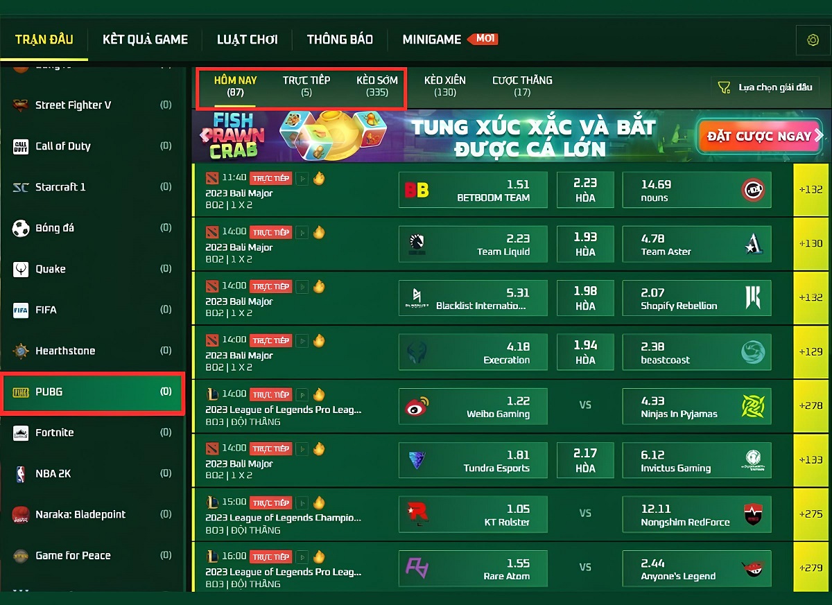 pubg fb88 - tỷ lệ thắng lớn, phần thưởng khủng 2 thảo khảo các trận đấu pubg fb88 đang mở cược