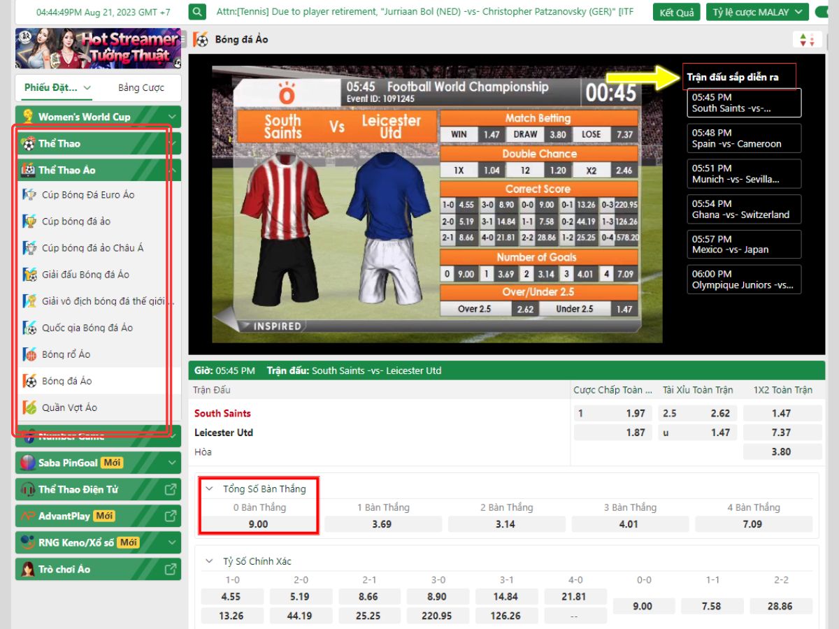 chọn tỷ lệ cược và xác nhận đặt cược bóng đá ảo fb88