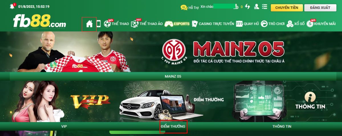 đi đến mục điểm thưởng fb88