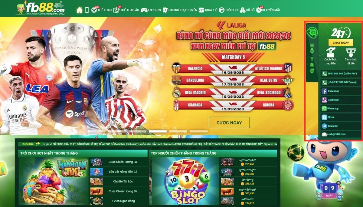 khung liên hệ hỗ trợ chat trực tuyến fb88