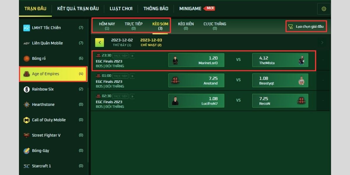 chọn vào trò chơi age of empires fb88 và tham khảo trận đấu