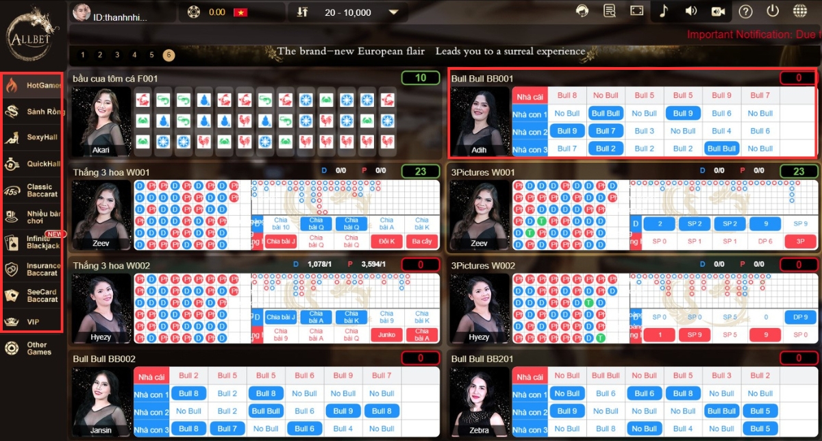 tìm và chọn vào phòng chơi bull bull fb88