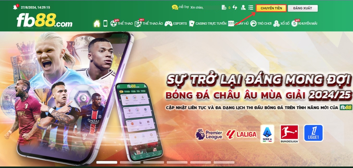 đi đến trang chuyển fb88 để thực hiện thanh toán